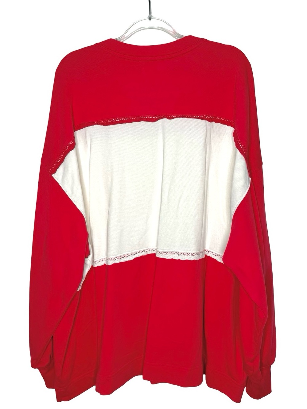Free People | NWOT Strawberry Crewneck Henley Sweatshirt in Red/White Large - Picture 6 of 6